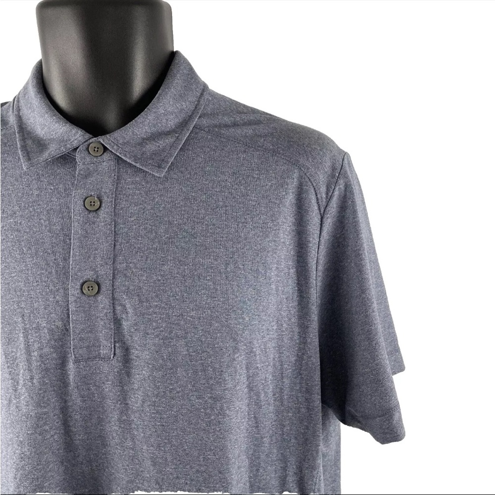 Mens UntuckIt Short Sleeve Polo Shirt Sz L Blue Polyester Spandex - Picture 2 of 7